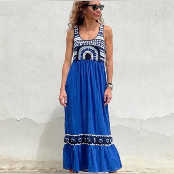 Zara Dresses & Skirts - Zara Contrasting Crochet Knit Maxi Dress